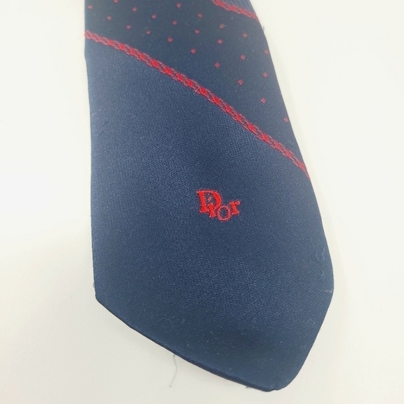 Christian Dior | Men's Navy and Red Mixed Print Tie (One Size) - Picture 6 of 11